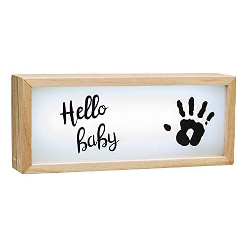 Boite lumineuse déco chambre de bébé personnalisable avec message et kit empreinte main de bébé