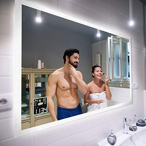Grand miroir de salle de bain avec éclairage LED