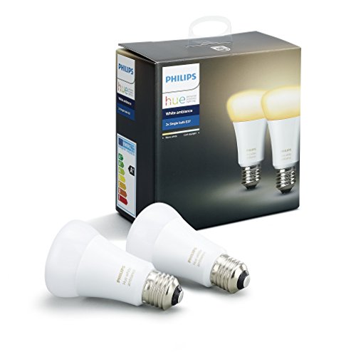 Pack de 2 ampoules connectées Philips Hue E27 lumière blanche d'ambiance fonctionnant avec Alexa