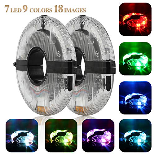 Lumières LED pour roues de vélo qui se place sur le moyeu plusieurs coloris et motifs lumineux