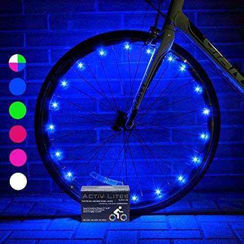 Activ Life Lumières LED pour roue de vélo avec piles incluses couleur bleue, kit pour 2 roues 