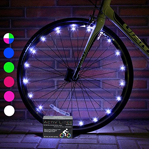 Activ Life Lumières LED pour roue de vélo avec piles incluses couleur blanche, kit pour 2 roues 