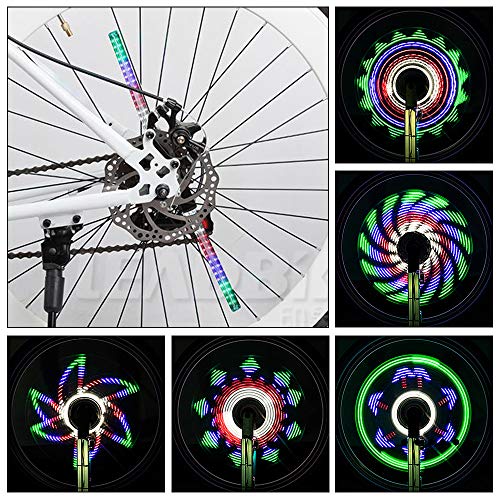 Éclairage lumières LED Achort stylées et multicolores avec motif pour roue de vélo de plus de 24 pouces, étanches,