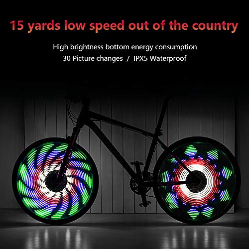 Éclairage lumières LED Achort stylées et multicolores avec motif pour roue de vélo de plus de 24 pouces, étanches,