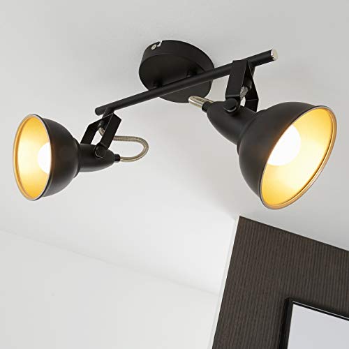 Lampe plafonnier avec 2 spots pivotants et orientables au design rétro vintage pour douilles E14