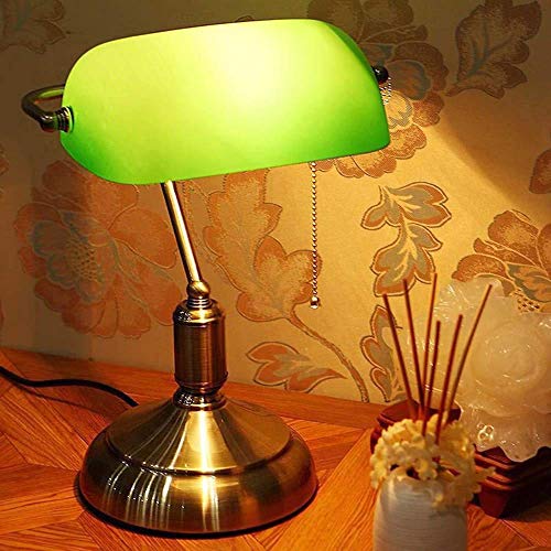 Lampe LED de bureau style banquier verte