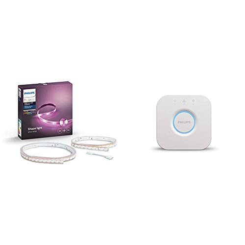 Lot rubans lumineux Philips Hue White & Color Ambiance Lightstrip LED connectés et Pont de Connexion pour fonctionner avec Alexa